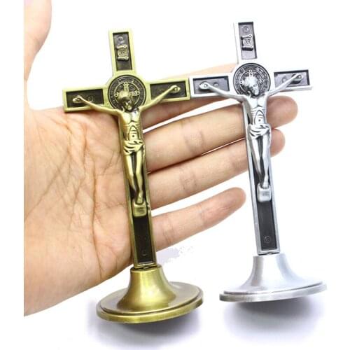 1pc Church Relics Jesus on the Stand Cross Wall Crucifix Antique Home Chapel Decor