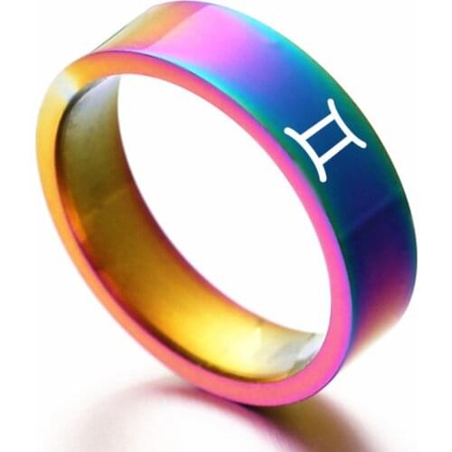 12 Zodiac Ring Aries Taurus Gemini Cancer Virgo Libra Scorpius Sagittarius Capricornus Wedding Stainless Steel Rings Jewelry