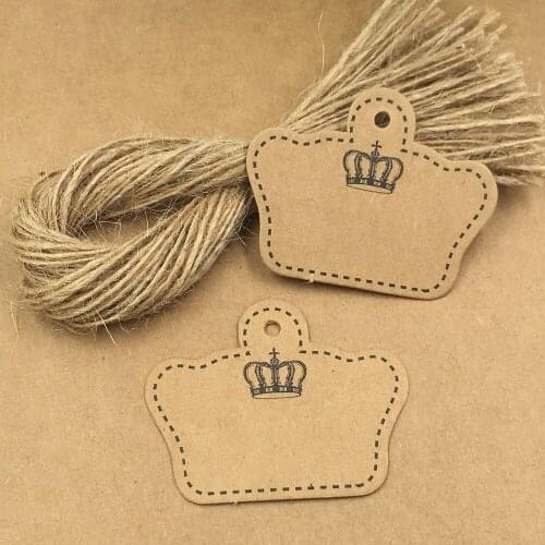 200Pcs/Lot 5x4cm Kraft Paper Crown Shaped Cake Card Tags For Wedding Party Gift Boxes Packing Hang Tags Garment Price Bag Labels