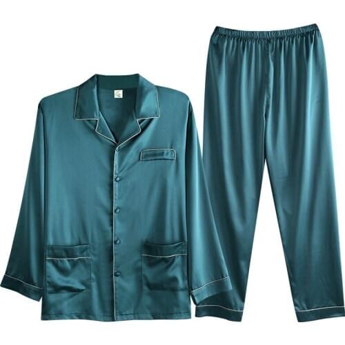 2020 Luxury Mens Summer Silk Simple Pajama Sets Satin Cardigan Sleepwear Pajamas Male Sleepwear Home Pijama Hombre Loungewear