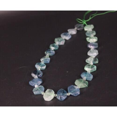 22pcs/strand Natural Fluorite Faceted Slab Nugget Loose Beads,Cut Quartz Stone Gems Slice Pendants Bracelets Jewelry Making