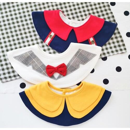360 Round Baby Gentleman Saliva Pocket Coton Bib 0-3T Boy Girl Bib Bow-knot Baby Feeding Bib Infant Baby Accessories