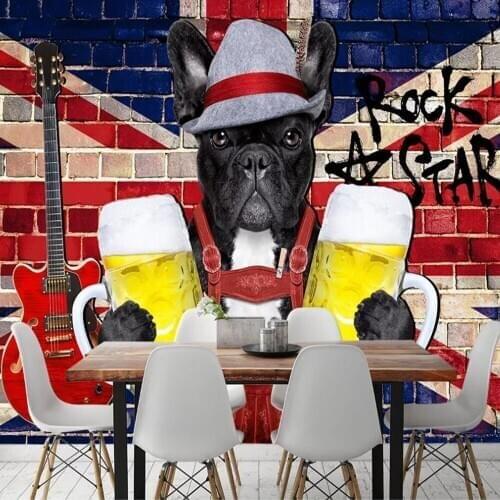 Milofi custom 3D wallpaper mural retro British bar background wall rock fashion dog living room bedroom decoration painting wall