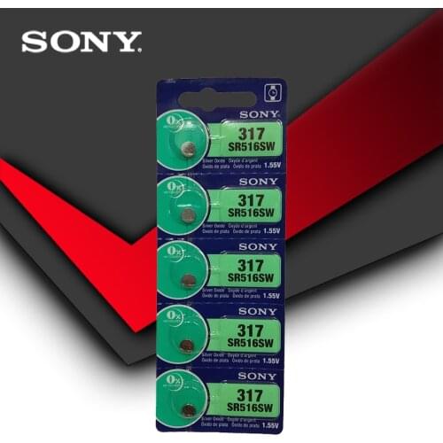 5pcs Sony 100% Original 317 SR516SW SR516 1.55V Silver Oxide Button Cell Coin Battery High Capacity Calculator Car Remote