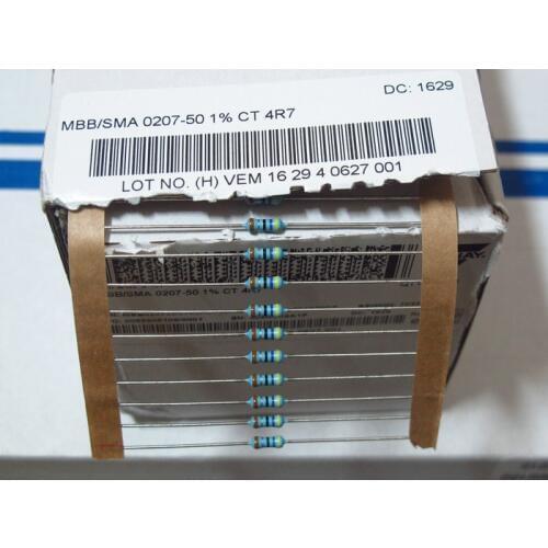 50pcs/1 lot VISHAY-BC MBB0207 series 1R-10M 0.25W 1% Copper foot metal film resistor Fever resistor audio resistor free shipping