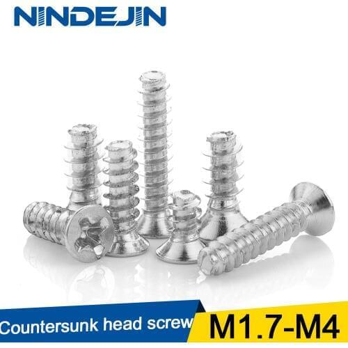 55pcs Cross Recessed Countersunk Head Self-tapping Screws 304 Stainless Steel M1.7 M2 M2.6 M3 M4 Flat Head Phillips Screw