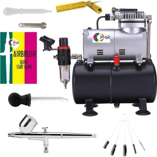 OPHIR Pro Dual Action Airbrush Air Tank Compressor Kit 110V,220V for T-shirt Painting Tanning Hobby with Cleaning brush Needle