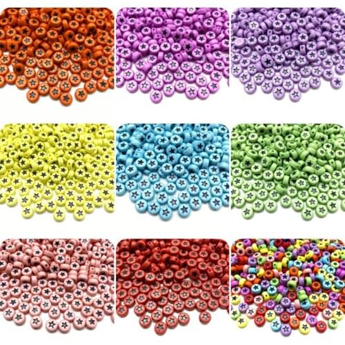 100pcs/Lot 7mm Acrylic Spaced Beads Round Shape star Loose Beads For Jewelry Making DIY Handmade Bracelet Accessories
