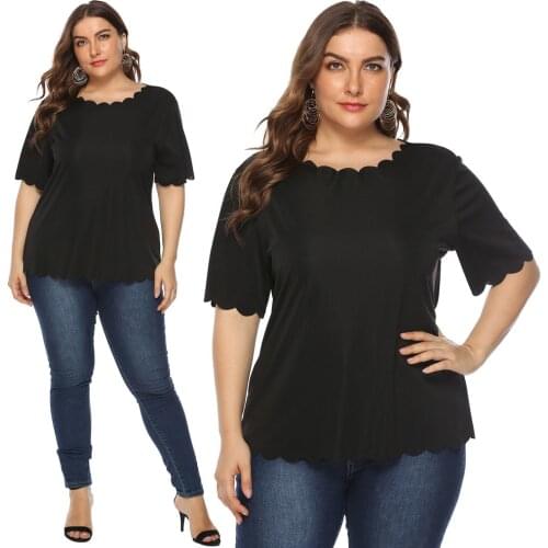 New Womens Casual Summer Blouse Plus Size Lace Short Sleeve Shirts Fashion Tops Female Solid Color Vetement Femme 2020 Blusas