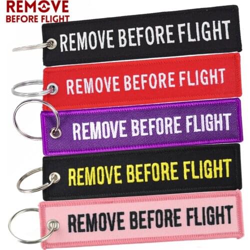 5 PCS Remove Before Flight Chaveiro Embroidery Keychain Key Ring for Aviation Custom Key Chains Jewelry Luggage Tag Llavero