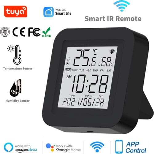 Tuya WIFI Temperature & Humidity Sensor for Smart Home Smart IR Remote Control With Display Support Alexa Google Assistant