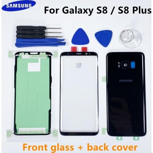 For SAMSUNG Galaxy S8 G950 G950F S8+ PLUS G955 G955F Back Cover Battery Door Housing Front Screen Glass Lens Touch Panel Replace