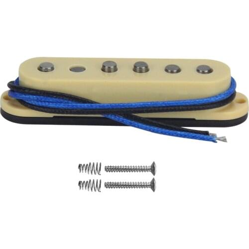 FLEOR Staggered Vintage Alnico 5 V Electric Guitar Single Coil Pickup Middle Pickup Black Guitar Parts Fiber Bobbin Cloth Cable