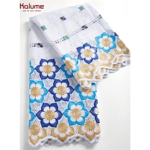 Kalume 2021 Latest 100% Cotton African Lace Fabric Stone Dubai Lace Hole 100% Cotton Lace Fabric For Men Women Dress Party F2282