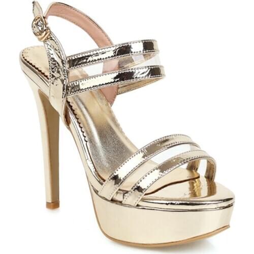 Hot Style Open Toe Thin Heels Supper High Heele Buckle Strap Summer Sandals Platform Clear Shoes