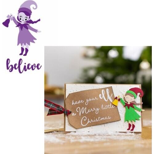 Metal Cutting Dies Believe Christmas Elf Crafts For Card Album Photo Making Embossing Stencil New Die Cut 2019