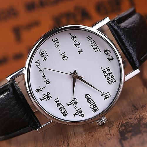 Unisex Fashion Math-Formula Equation Dial Quartz Watch Women Clock CasualSports Leather Wrist Watch Women Watches Reloj Mujer