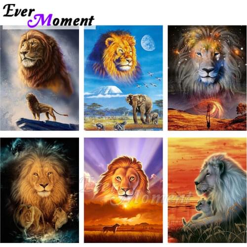 Ever Moment Diamond Painting Embroidery Lion Animal Full Square Resin Drill Diamond Display Cartoon Paint By Diamond Kit ASF2250