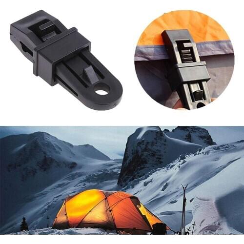 Outdoor Awning Tarp Tent Tighten Clip Clamp Tool with D-Shape Buckle Carabiner