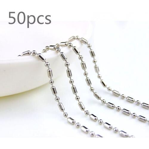 Wholesale 50pcs strand 2.4mm ball bead Necklace chain silver color Stainless Steel diy fittings High Quality 2.4 bead chain
