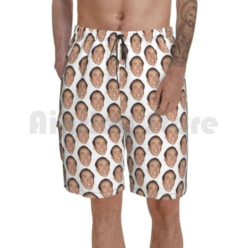 Nicolas Cage Face Pattern Design Beach Shorts Men Beach Pants Swimwear Nicolas Cage Nic Cage Nick Cage Nickolas
