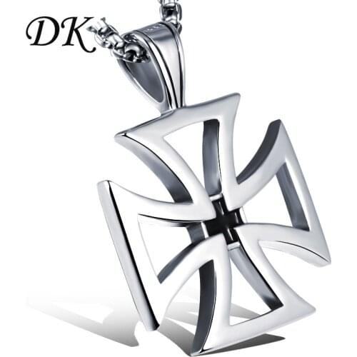 Hollow Metal Enamel cross Templar Knights pendant necklace stainless steel silver iron cross maltese cross pendant jewelry