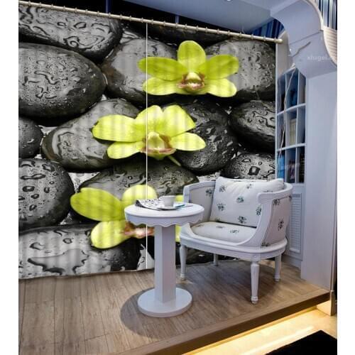 Custom Clear underwater stone flowers window curtains for living room bedroom 3D blinds finished drapes blackout curtains