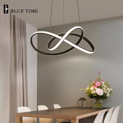 Modern Led Pendant Light Home Lighting Chandelier Pendant Lamp for Dining room Kitchen Living room Luminaires Whtie&Coffee frame