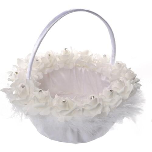 Western-style Wedding Supplies Ostrich Hair Bridal Flower Baskets Foam Flowers Hand-held Flower Baskets Wedding Decoration