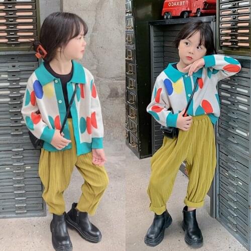 Girls Sweater Babys Coat Outwear 2021 Dots Thicken Warm Winter Autumn Knitting Cardigan Christmas Gift Childrens Clothing