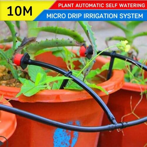 1 Set Micro Drip Irrigation System 10M DIY Plant Automatic Self Watering Garden Hose Kits With Adjustable Dripper Connector
