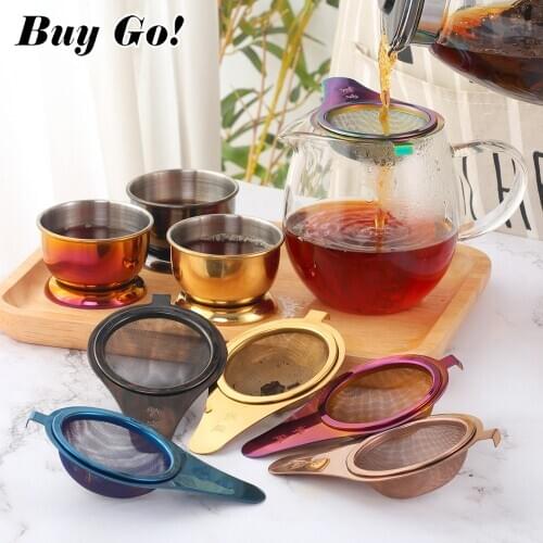 1PC Reusable Stainless Steel Tea Filter Fine Mesh Tea Infuser Leaf Funnel Tea Strainer With Handle Drinkware Kitchen Accessories