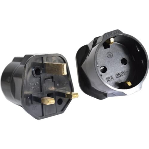 200pcs/lot High Quality White Black 16A 250V EU to UK AC Power Adapter