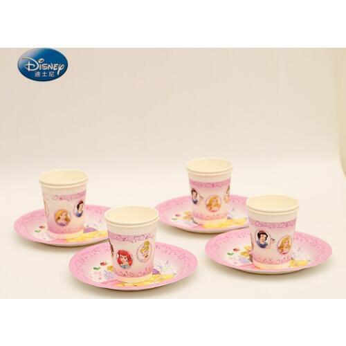 24pcs Princess Theme Plates Cups Tableware set for 12 Kids Girls Birthday Party Supplies Decoration DIshes Glass Set