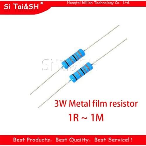400pcs 3W Metal film resistor 1% 1R ~ 1M 1R 4.7R 10R 22R 33R 47R 1K 4.7K 10K 100K 1 4.7 10 22 33 47 4K7 ohm