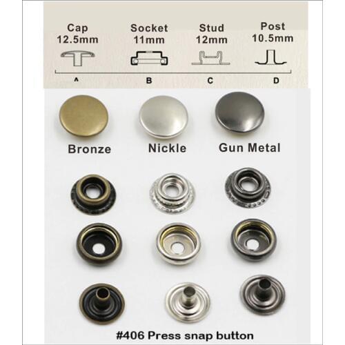 90sets Metal snap buttons 12.5mm part brass metal button snap button snap fastener silver, bronze, black FP-406#203