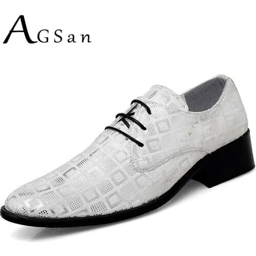 AGSan White Formal Shoes Men Pointed Toe Formal Shoes Lace Up Dress Shoes Height Increasing Business Shoes Fashion Oxfords Men