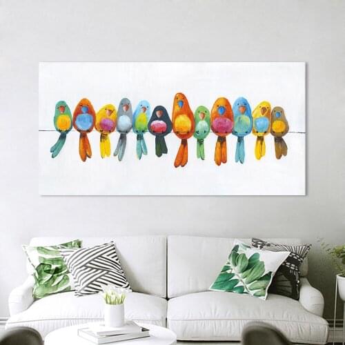 AHPAINTING Animal Picture Color Wall Art Canvas Painting Posters Prints Home Decor Birds on Wire No Frame