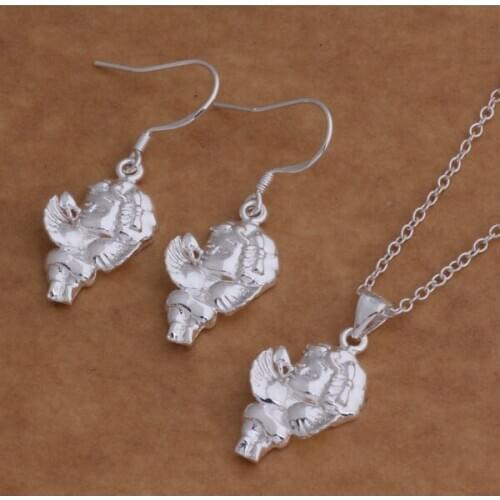 AS026 Hot sterling Jewelry Sets Earring 046 + Necklace 021 /abiaispa ahvaizca silver color
