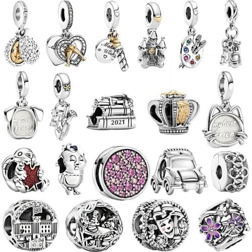 New 925 Sterling Silver Bead Fruit King Durian Alice in Wonderland Key Pendant Charm Fit Original Pandora Bracelet Women Jewelry