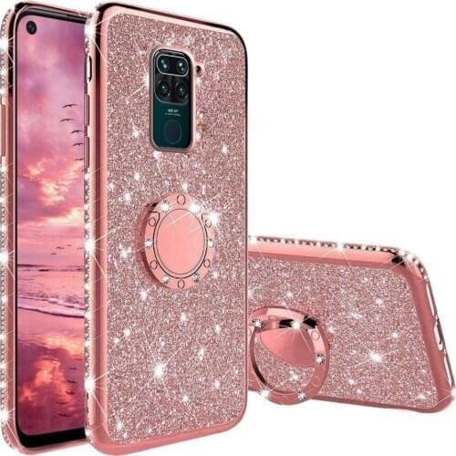 Diamond Glitter Case for Xiaomi POCO X3 NFC Redmi Note 9 8 Pro 8T 9A 9C K30 K20 Mi 10 Note 10 Lite X2 F2 Ring Kickstand Cover