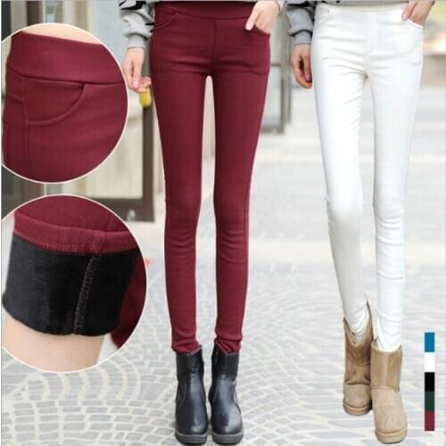 Pencil Pants winter thick warm pantalon femme pantalones mujer women high waist pants women trousers streetwear skinny pant