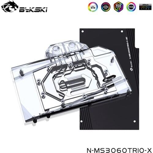 Bykski Computer Water Cooler For MSI Geforce RTX 3060 GAMING X TRIO 2X VGA Full Cover,Video Card Cooling Block,N-MS3060TRIO-X