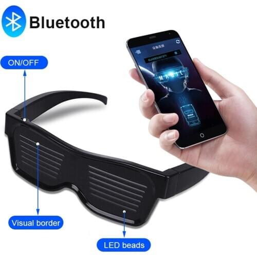 Colorful Luminous Glasses Halloween LED Bluetooth Glasses LED Display Smart Glasses With APP Connected Control for party Decor