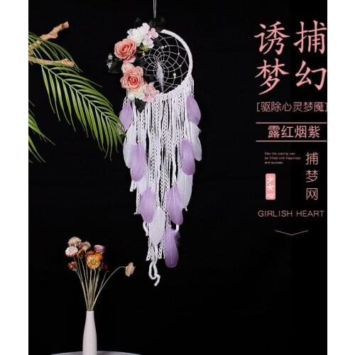 DIY Artificial Flower Wall Hanging Indian feather Mandala Tassel Tapestry Wall Decor Boho Home Decoration Farmhouse Dorm Room