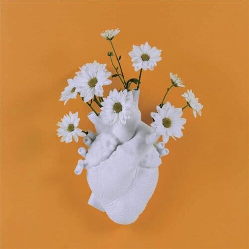 Home Flower Vase Nordic Style Anatomical Heart Shape Sculpture Desktop Plant Pot Decor