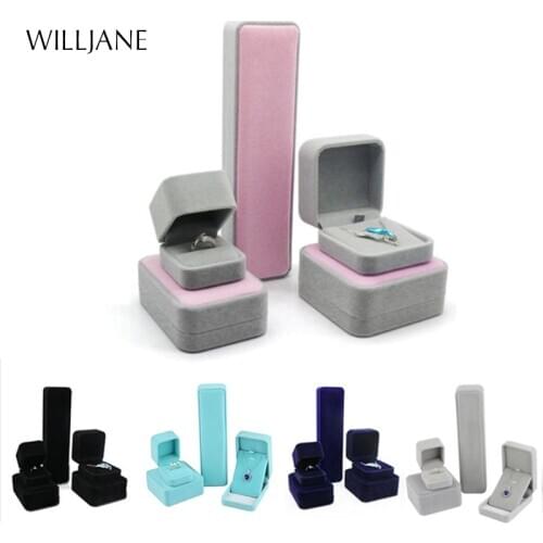 Elegant Wedding Ring Display Box Velvet Earrings Bracelet Gift Packaging Box Portable Pendant Necklace Storage Case Wholesale