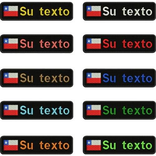 Chilean flag Chile 10X2.5cm Embroidery Custom Name Text Patch Stripes badge Iron On Or Velcro Backing Patches For Clothes Hat