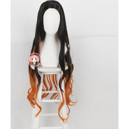 Ghost Blade Cospaly Wig Long Hair Kitchen Door Gradient Brown Wig Anime Cosplay Headdress Female Long Hair High Temperature Wire