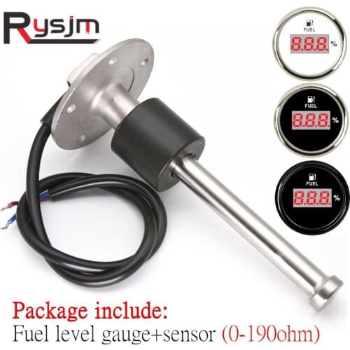 Hot Sale 52MM 0-190ohm Fuel Level Gauge With Fuel Level Sensor 125/150/200/250/300mm Fuel Sender Unit For Car Boat Accessories